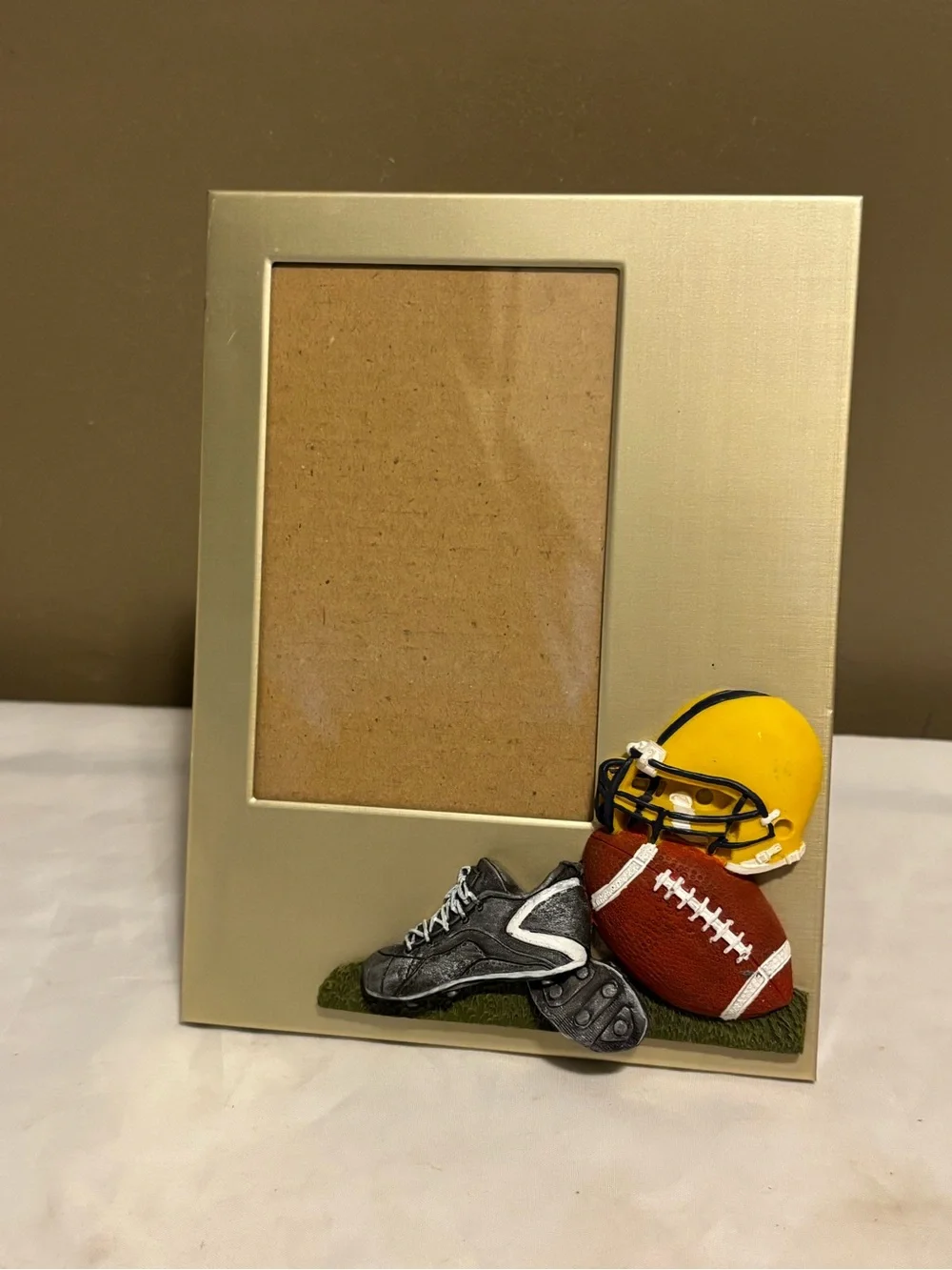 Football Theme Photo Frame - Yellow Helmet Football Cleats Accent